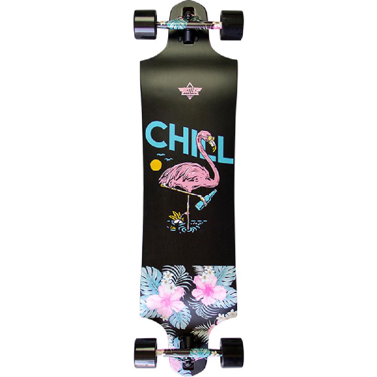 Dusters Chill Flamingo 38" Double Drop Longboard - Complete with skate tool