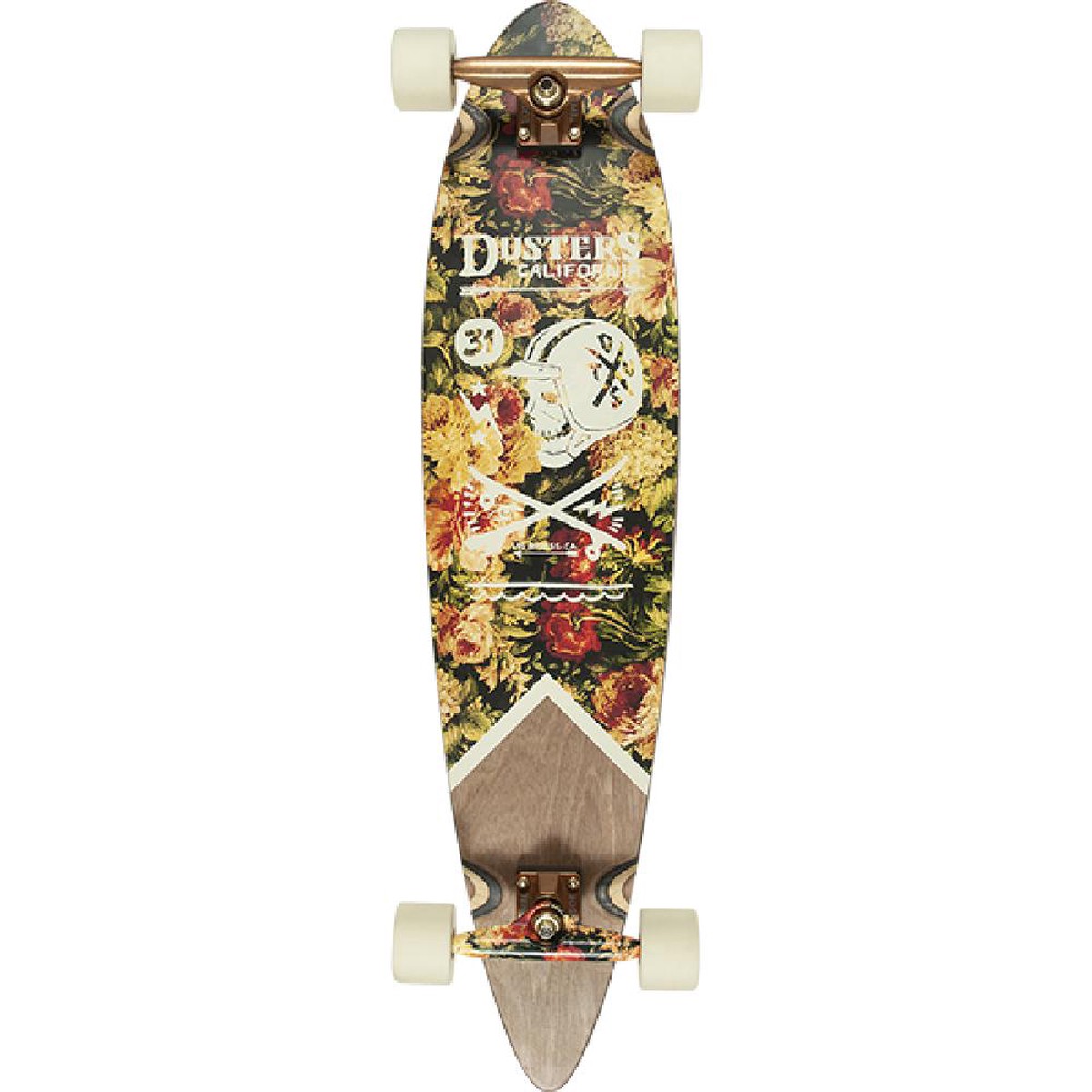 Dusters Moto Roses Maroon 37" Pintail Longboard - Complete with skate tool