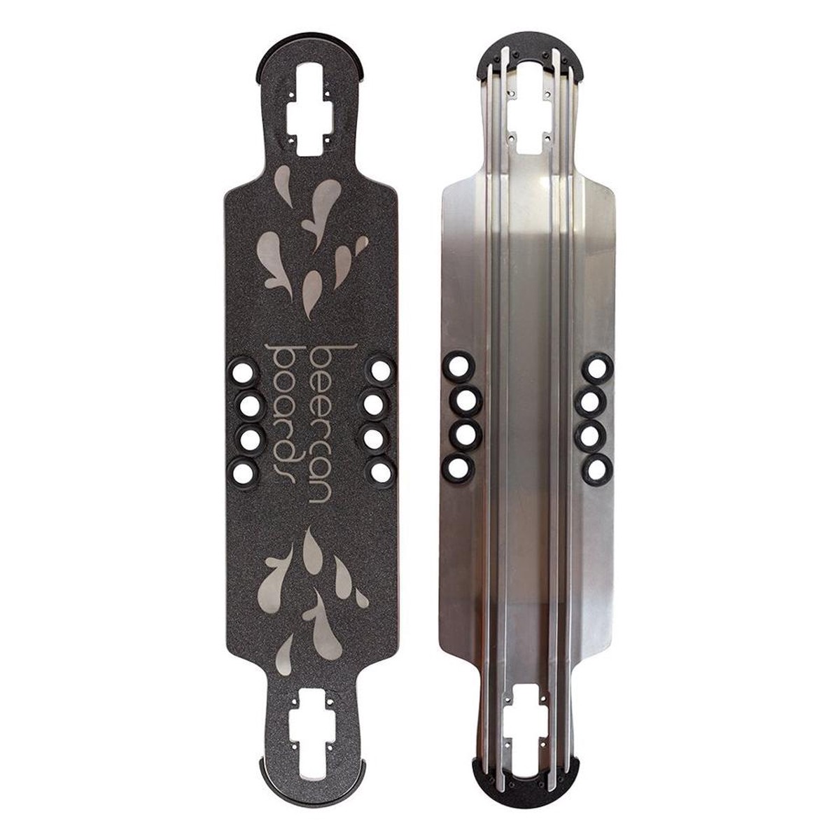 Beercan Chrome 38" Hoke Drop Through Longboard Deck - Deck with skate tool