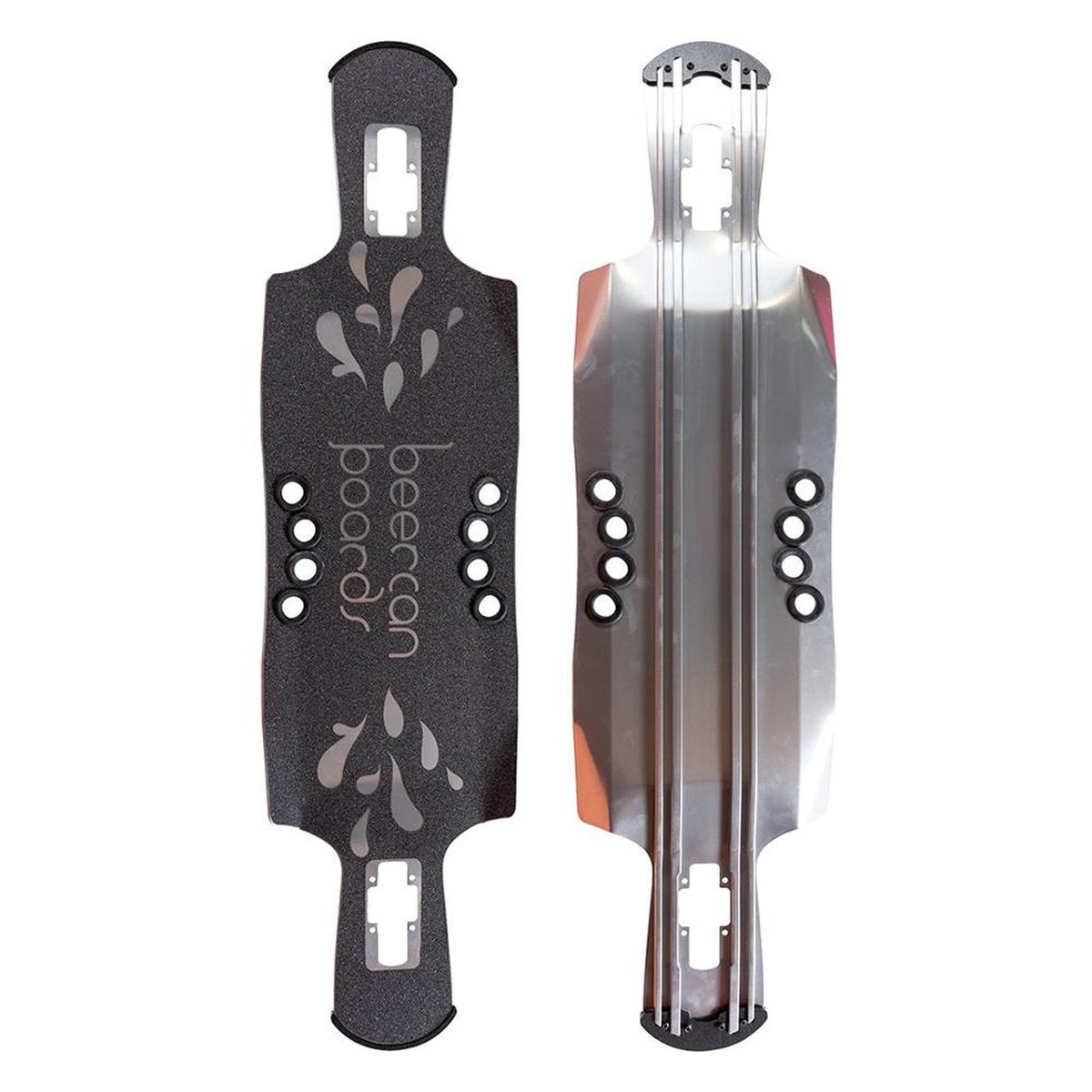 Beercan Chrome 40" Kegger Drop Through Longboard Deck - Deck with skate tool