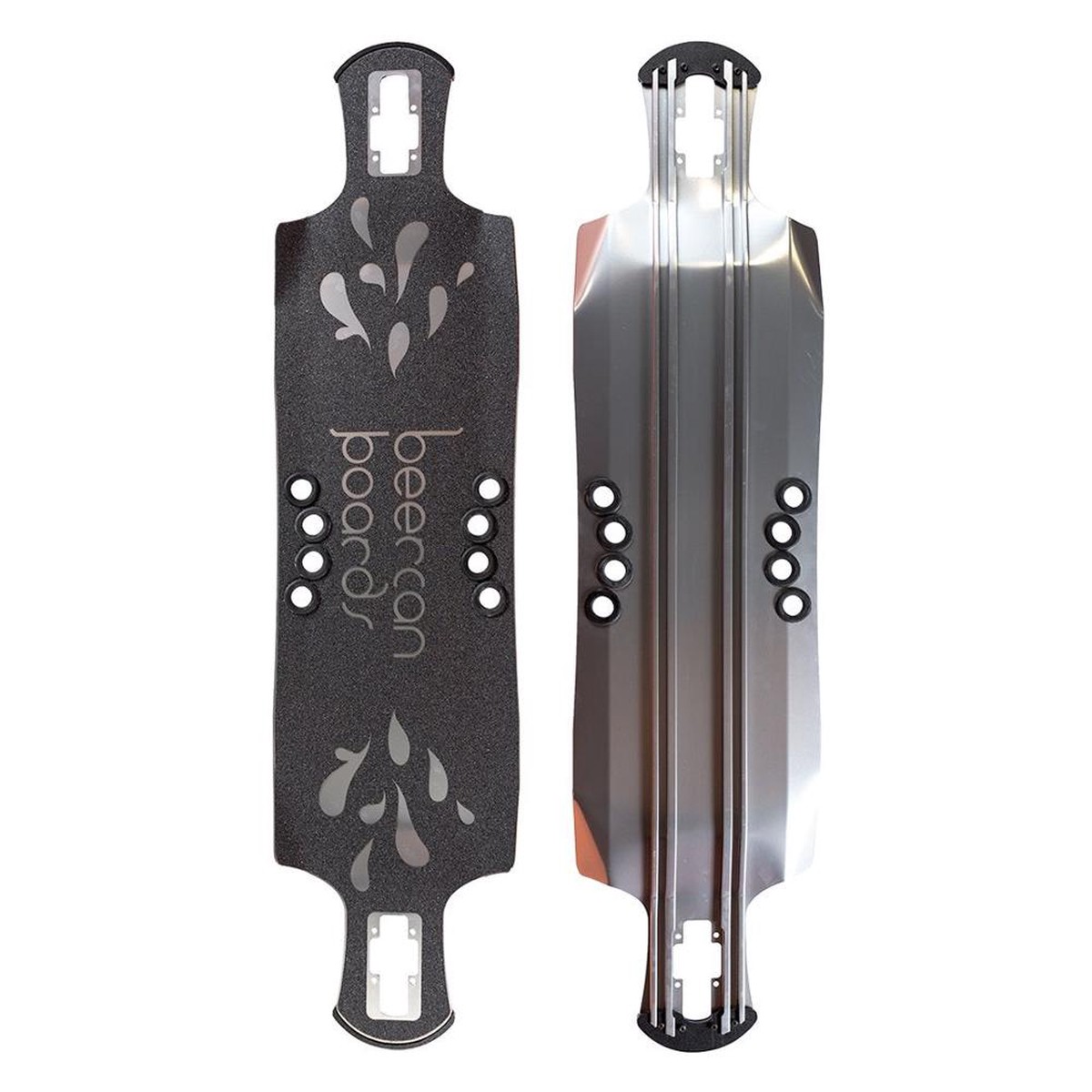 Beercan Chrome 42" Oat Soda Drop Through Longboard Deck - Deck with skate tool