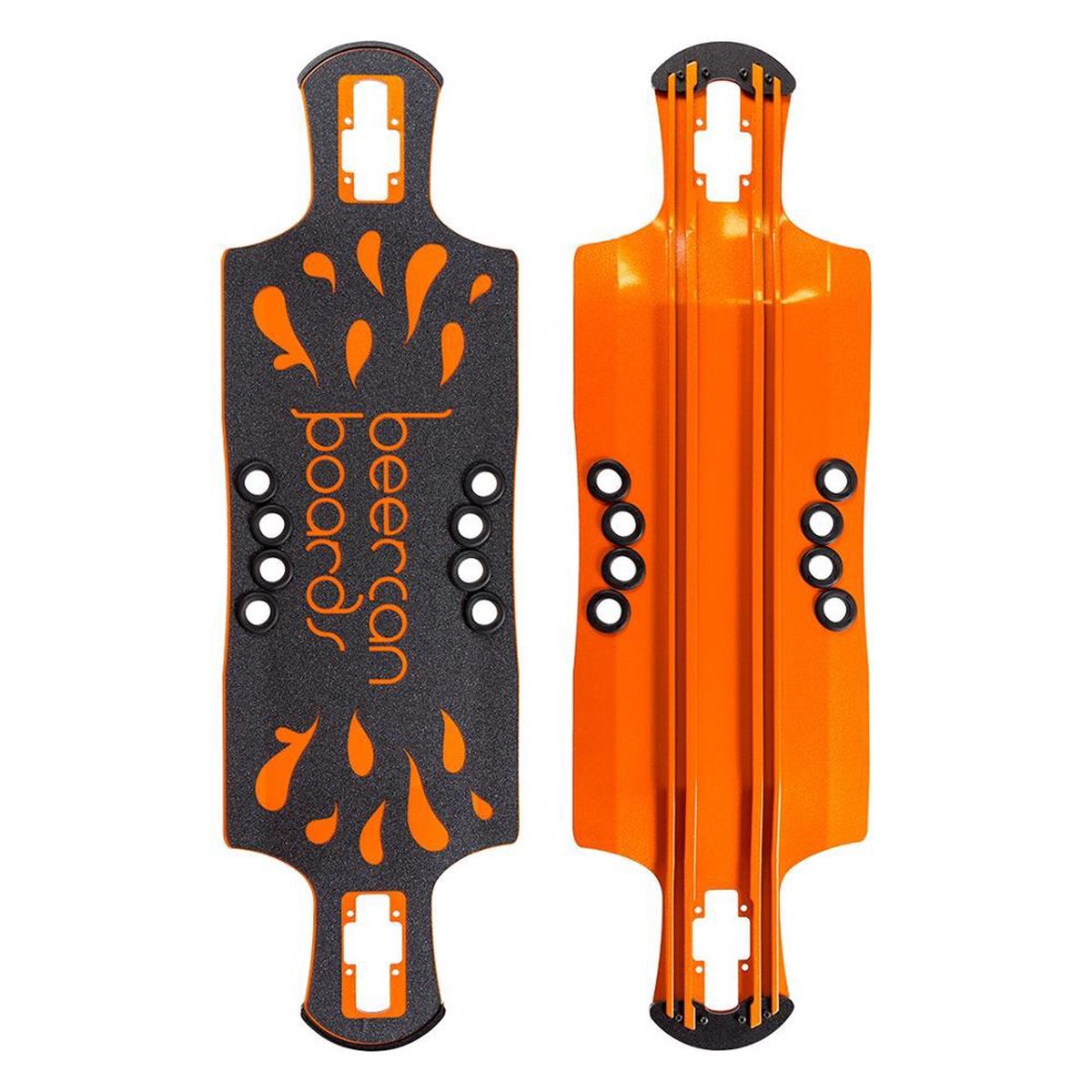 Beercan Orange 35" Oat Soda Drop Through Longboard Deck - Deck with skate tool