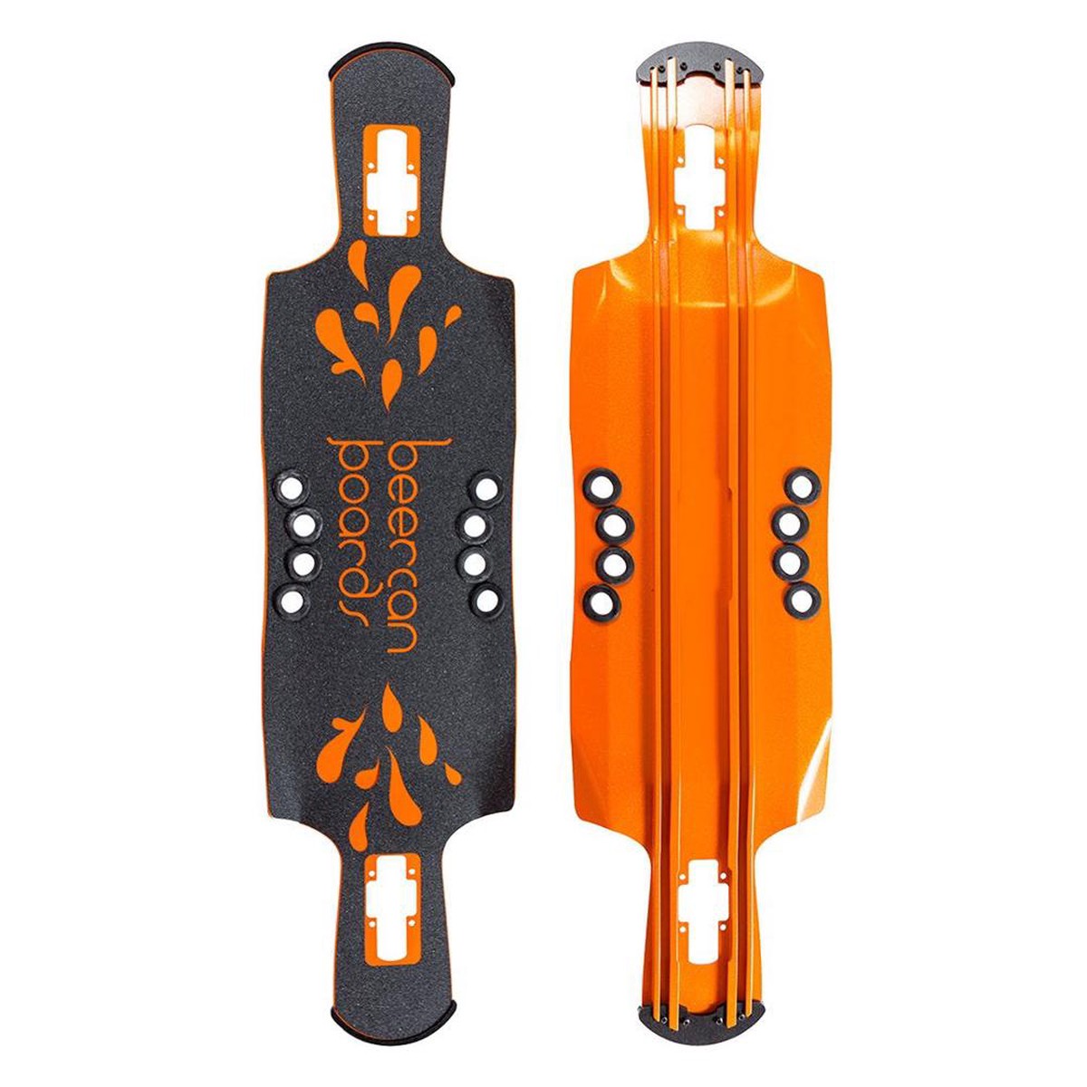 Beercan Orange 40" Kegger Drop Through Longboard Deck - Deck with skate tool