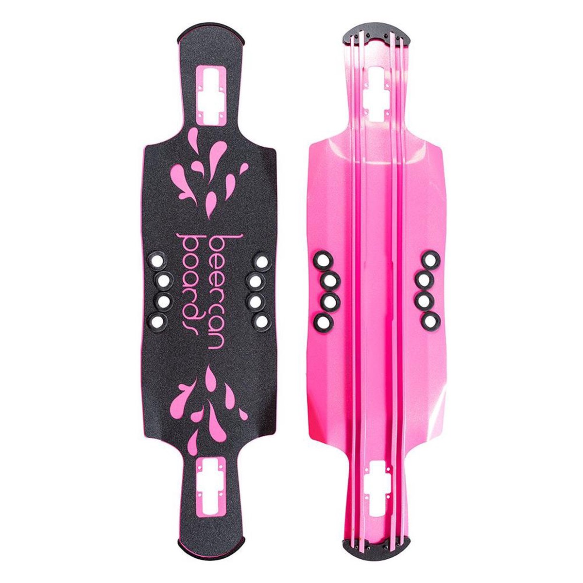 Beercan Pink 40" Kegger Drop Through Longboard Deck - Deck with skate tool