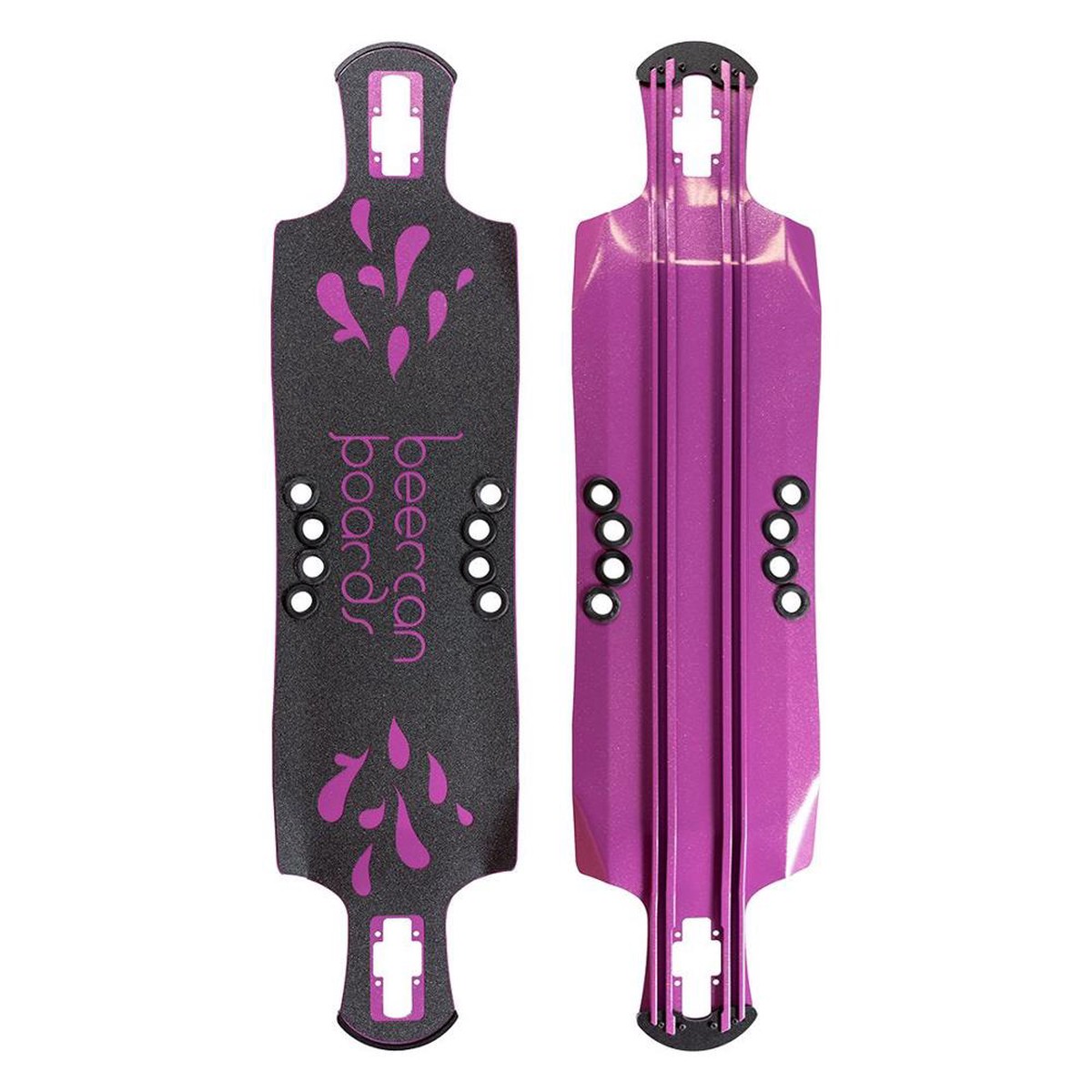 Beercan Purple 42" Oat Soda Drop Through Longboard Deck - Deck with skate tool