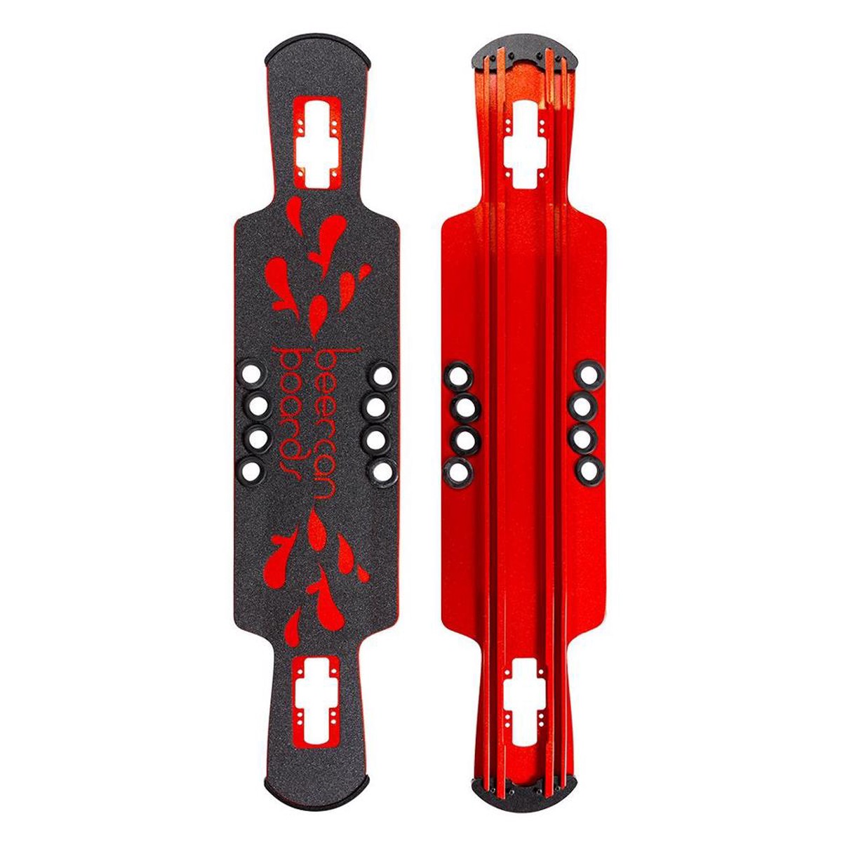 Beercan Red 37" Kegger Lite Drop Through Longboard Deck - Deck with skate tool