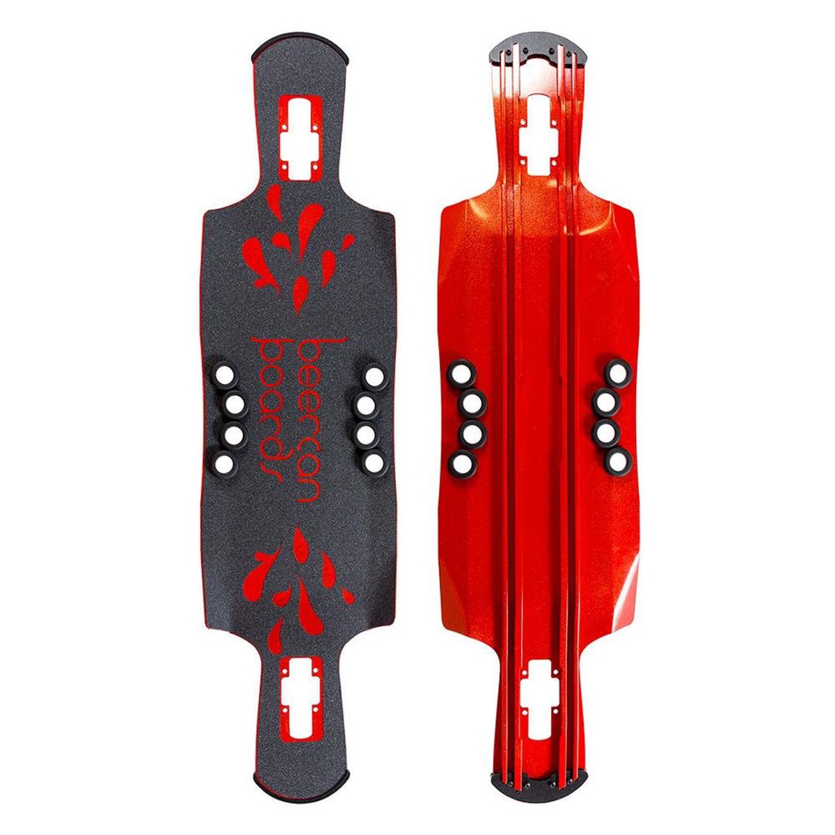Beercan Red 40" Kegger Drop Through Longboard Deck - Deck with skate tool