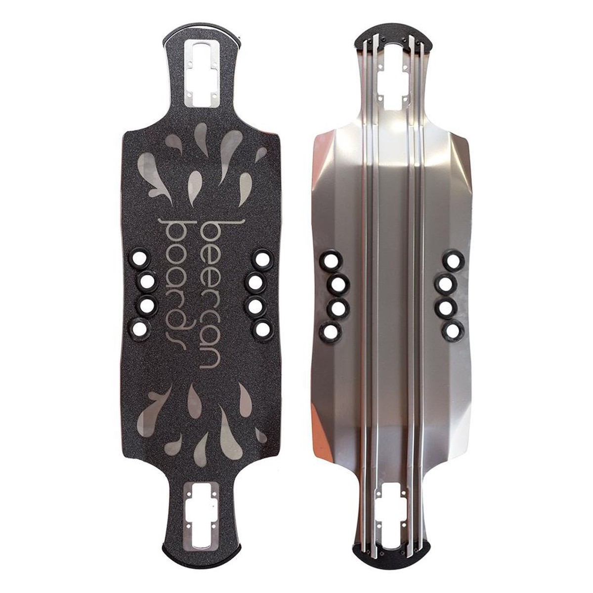 Beercan Chrome 35" Oat Soda Drop Through Longboard Deck - Deck with skate tool