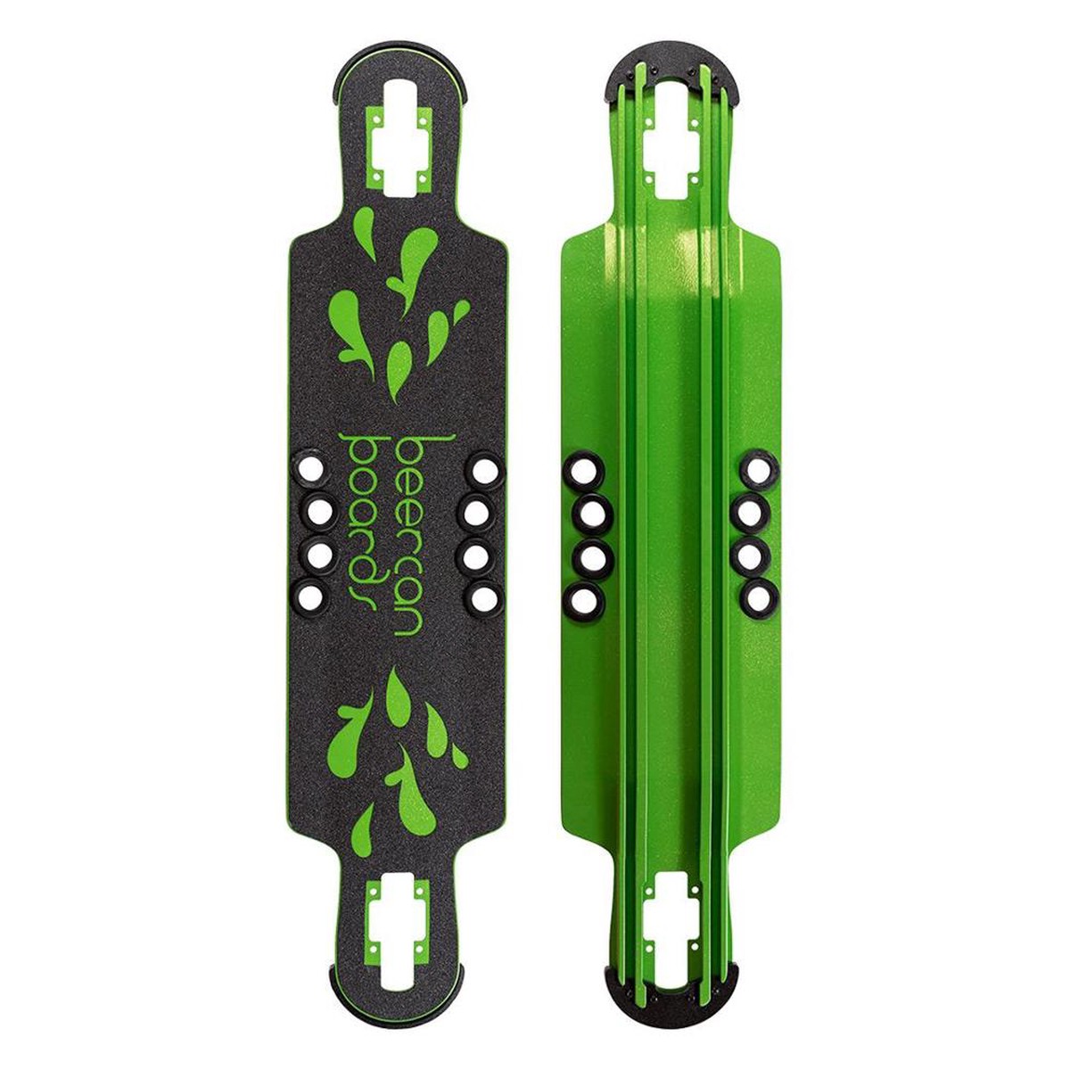 Beercan Green 38" Hoke Drop Through Longboard Deck - Deck with skate tool