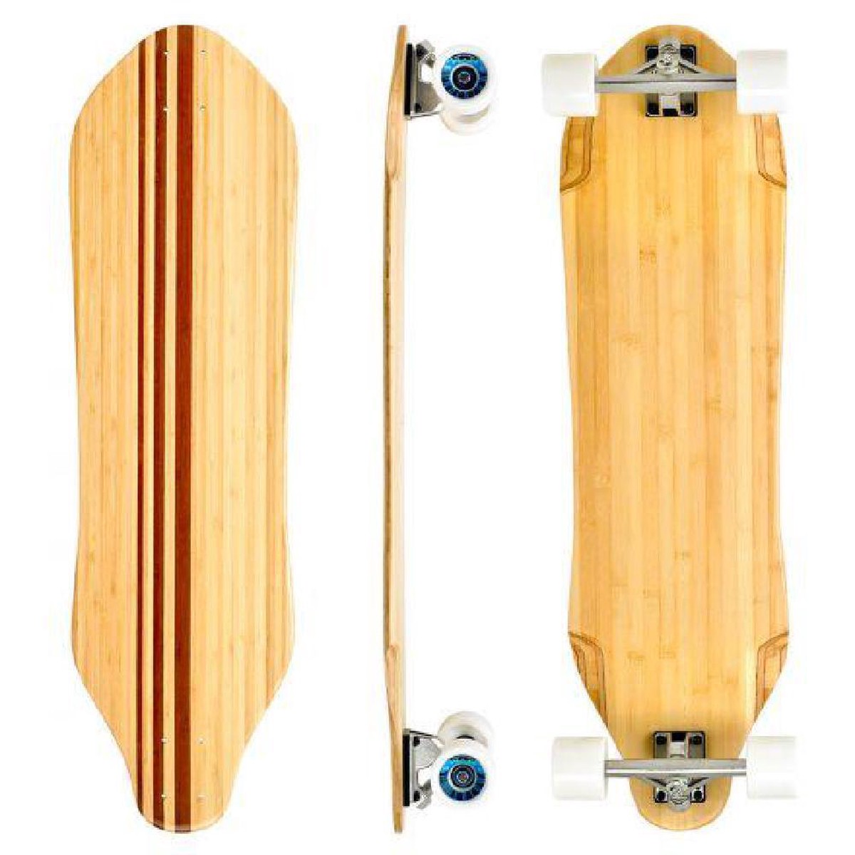 Bamboo Blank Gator Tail Cruiser 36" Longboard - Complete with skate tool