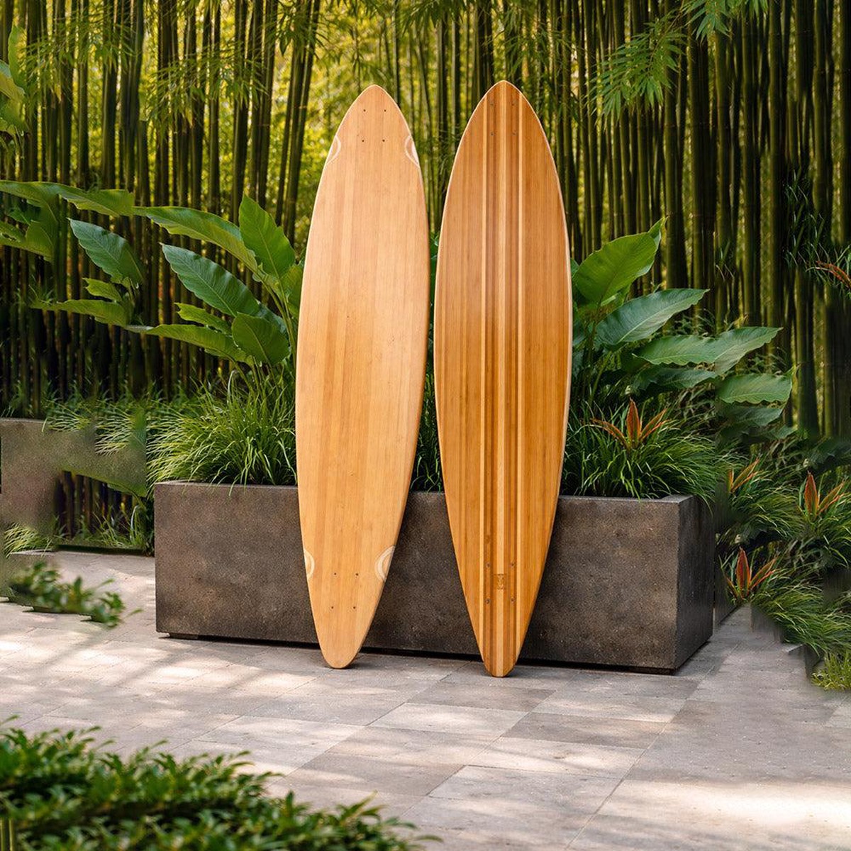 Bamboo Pintail Longboard 44" Deck - Deck with skate tool