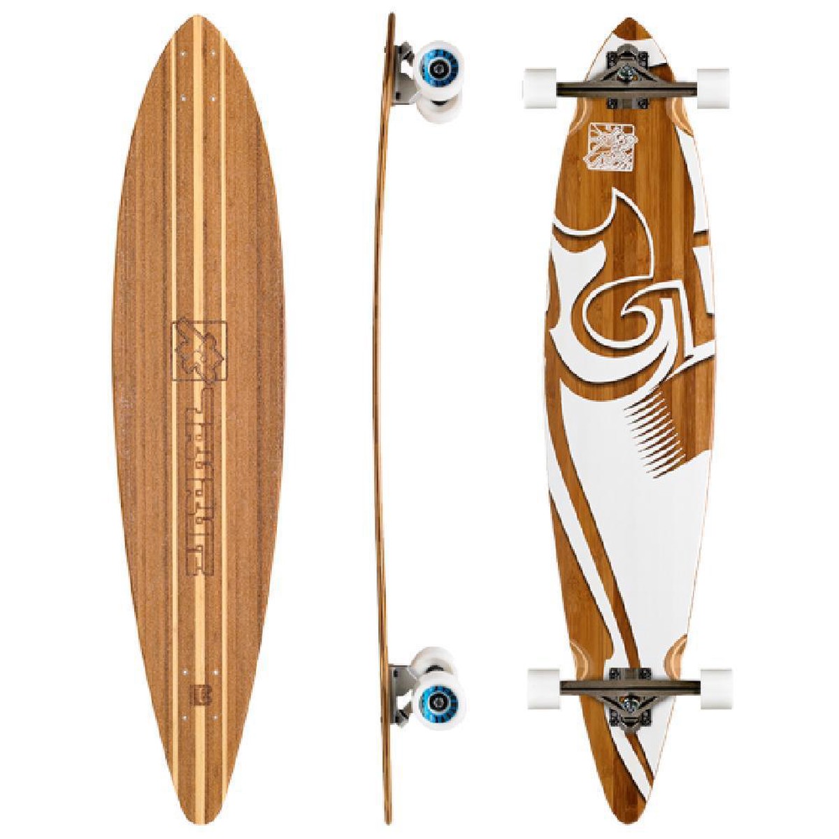 Bamboo Surf Trurute 44" Pintail Longboard - Complete with skate tool