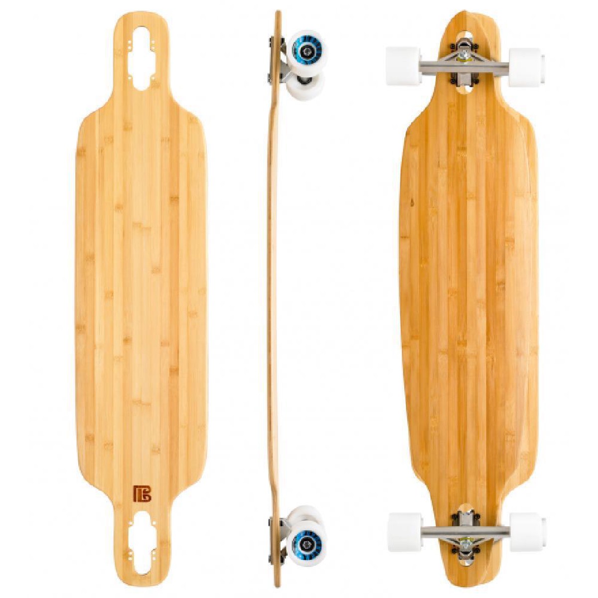 Bamboo Twin Tip Drop Through 40" Longboard - Complete with skate tool