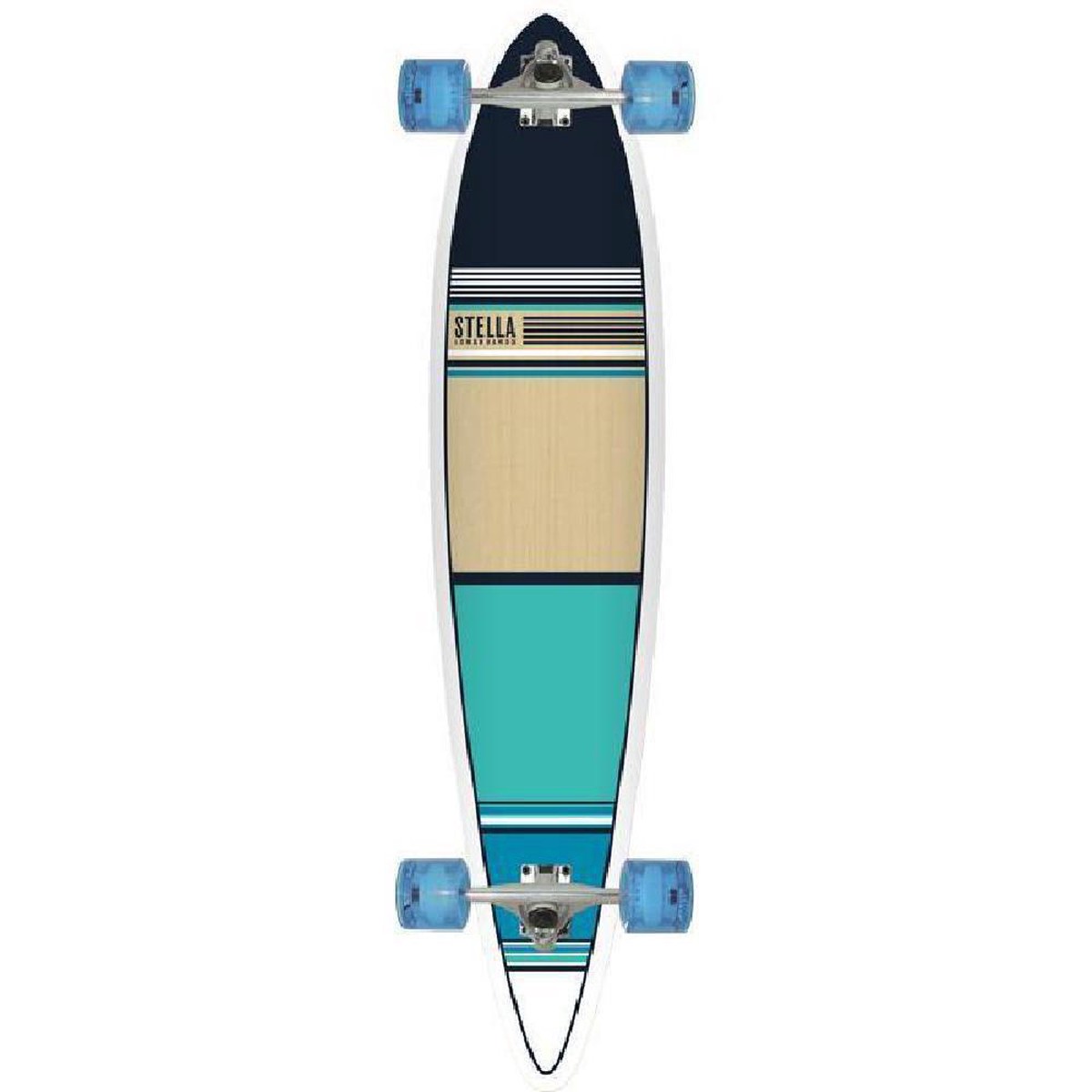 Aqua Blue Classic Stella 46" Pintail Longboard - Complete with skate tool