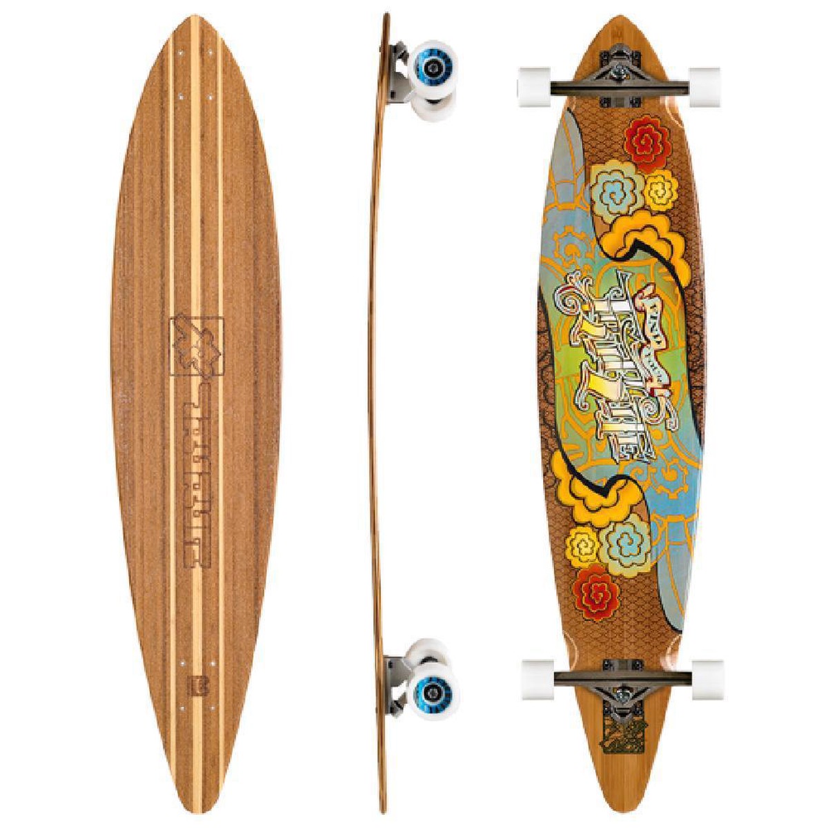 Bamboo TR Ink Trurute Tattoo 44" Pintail Longboard - Complete with skate tool