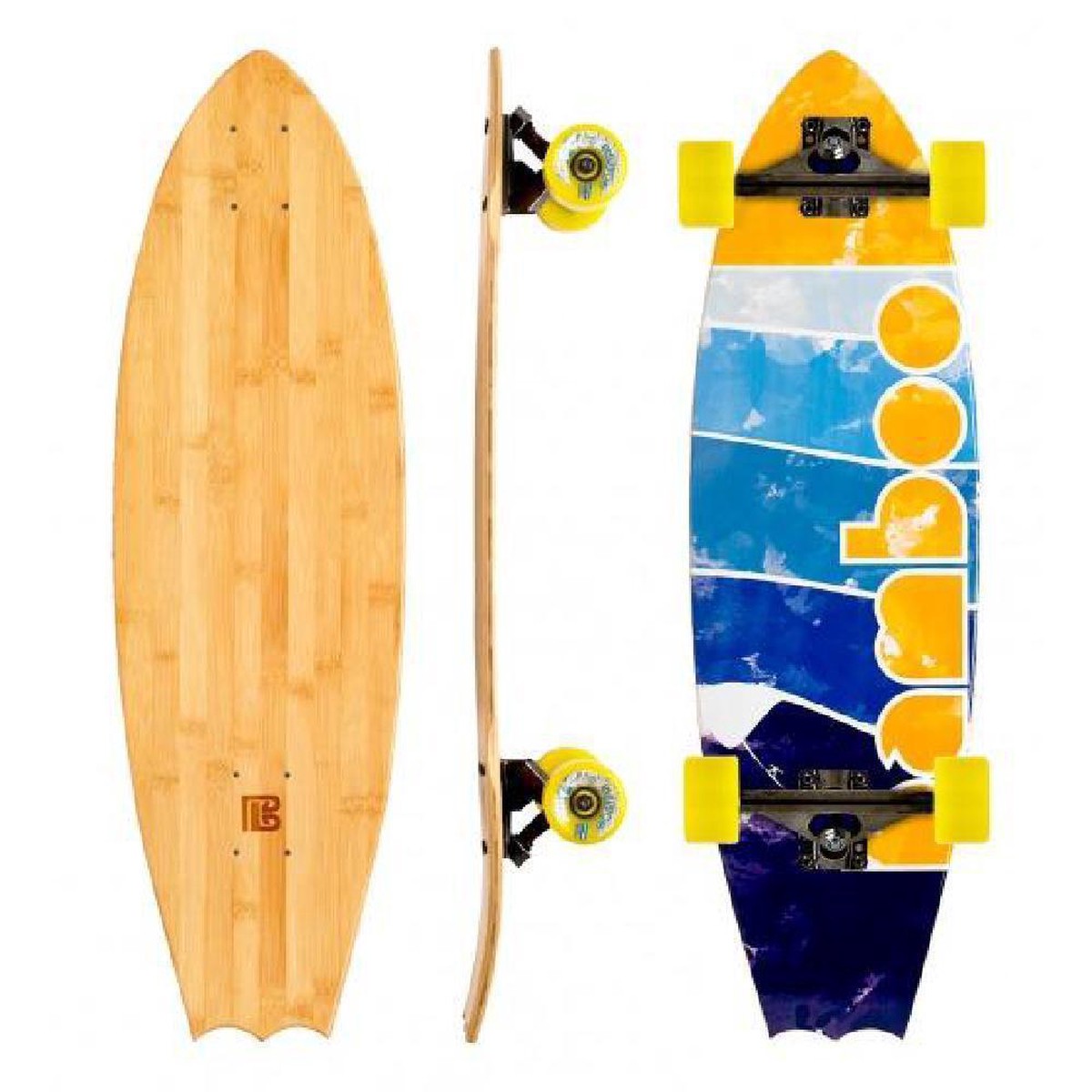 Bat Tail Bamboo Lined Up 31" Cruiser Longboard - Complete with skate tool